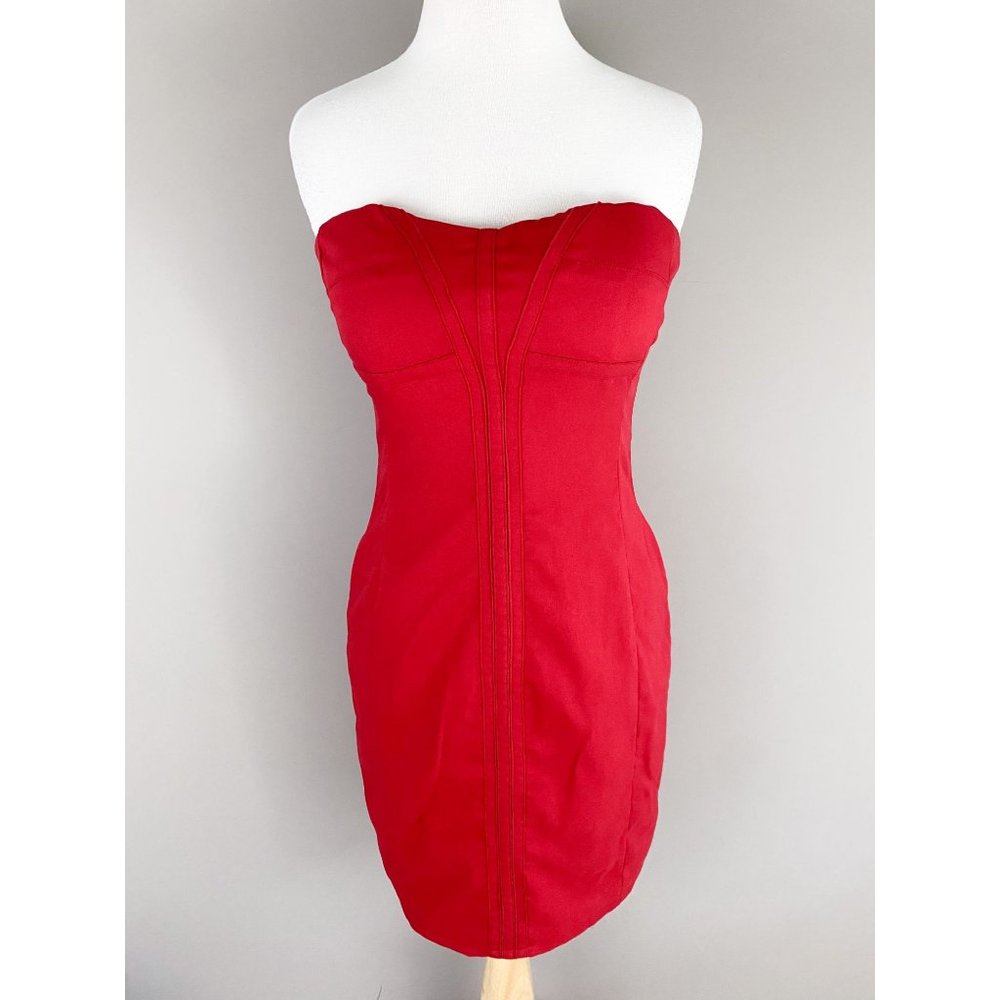LuLu's Exclusive On the Fun Strapless Red Dress Medium - Picture 1 of 3
